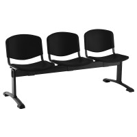 Plastová lavica ISO, 3-sedadlo - čierne nohy