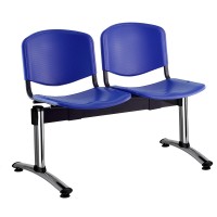 Plastová lavica ISO, 2-sedadlo - chrómované nohy