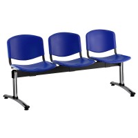 Plastová lavica ISO, 3-sedadlo - chrómované nohy