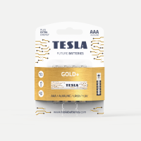 Alkalická batéria Tesla GOLD+ LR03/AAA, 1,5 V, blister 4 ks