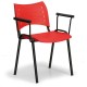 Plastová stolička SMART - čierne nohy s podrúčkami - Červená