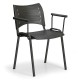 Plastová stolička SMART - čierne nohy s podrúčkami - Čierna