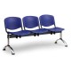 Plastová lavica ISO II, 3-sedadlo - chrómované nohy - Zelená