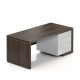 Stôl Lineart 180 x 85 cm + pravý kontajner - Brest tmavý / biela