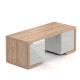 Stôl Lineart 200 x 85 cm + 2 x kontajner - Brest svetlý / biela