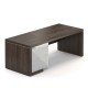 Stôl Lineart 200 x 85 cm + ľavý kontajner - Brest tmavý / biela