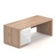 Stôl Lineart 200 x 85 cm + ľavý kontajner - Brest svetlý / biela