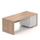 Stôl Lineart 200 x 85 cm + pravý kontajner - Brest svetlý / biela
