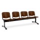 Drevená lavica ISO, 4-sedadlo - čierne nohy - Orech 