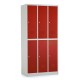 Kovová šatňová skrinka - 6 boxov, 90 x 45 x 185 cm, cylindrický zámok - Červená - RAL 3000
