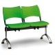Plastová lavica VISIO, 2-sedadlo - chrómované nohy - Červená