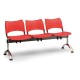 Plastová lavica VISIO, 3-sedadlo - chrómované nohy - Červená