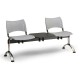 Plastová lavica VISIO, 2-sedadlo + stolík - chrómované nohy - Čierna
