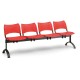 Plastová lavica VISIO, 4-sedadlo - čierne nohy - Červená