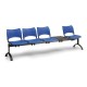 Plastová lavica VISIO, 4-sedadlo + stolík - čierne nohy - Modrá