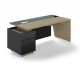 Stôl Trevix 200,5 x 90 cm + ľavý kontajner - Dub pieskový / čierna