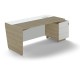 Stôl Trevix 200,5 x 90 cm + pravý kontajner - Dub pieskový / biela