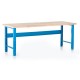 Výškovo nastaviteľný dielenský stôl s čelnou doskou 200 x 80 cm - Modrá - RAL 5012