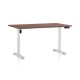 Výškovo nastaviteľný stôl OfficeTech B 140 x 80 cm, biela podnož - Orech 