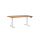 Výškovo nastaviteľný stôl OfficeTech D, 140 x 80 cm, biela podnož - Buk