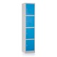Kovová šatníková skrinka - 4 boxy, 38 x 45 x 185 cm, otočný zámok - Modrá - RAL 5012