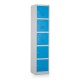 Kovová šatníková skrinka - 5 boxov, 38 x 45 x 185 cm, cylindrický zámok - Modrá - RAL 5012