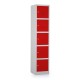 Kovová šatníková skrinka - 5 boxov, 38 x 45 x 185 cm, cylindrický zámok - Červená - RAL 3000