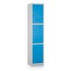 Kovová šatníková skrinka - 3 boxy, 38 x 45 x 185 cm, cylindrický zámok - Modrá - RAL 5012