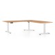 Výškovo nastaviteľný stôl OfficeTech Angle, 180 x 200 cm, biela podnož - Buk