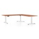 Výškovo nastaviteľný stôl OfficeTech Angle, 180 x 200 cm, biela podnož - Čerešňa