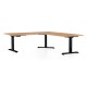 Výškovo nastaviteľný stôl OfficeTech Angle, 180 x 200 cm, čierna podnož - Buk