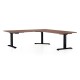 Výškovo nastaviteľný stôl OfficeTech Angle, 180 x 200 cm, čierna podnož - Orech 