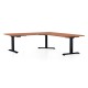 Výškovo nastaviteľný stôl OfficeTech Angle, 180 x 200 cm, čierna podnož - Čerešňa