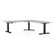 Výškovo nastaviteľný stôl OfficeTech Angle, 180 x 200 cm, čierna podnož - Dub
