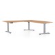 Výškovo nastaviteľný stôl OfficeTech Angle, 180 x 200 cm, šedá podnož - Buk