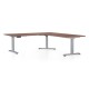 Výškovo nastaviteľný stôl OfficeTech Angle, 180 x 200 cm, šedá podnož - Orech 