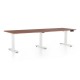 Výškovo nastaviteľný stôl OfficeTech Long, 240 x 80 cm, biela podnož - Orech 