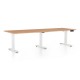 Výškovo nastaviteľný stôl OfficeTech Long, 240 x 80 cm, biela podnož - Buk