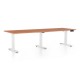 Výškovo nastaviteľný stôl OfficeTech Long, 240 x 80 cm, biela podnož - Čerešňa