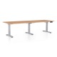 Výškovo nastaviteľný stôl OfficeTech Long, 240 x 80 cm, šedá podnož - Buk