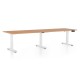 Výškovo nastaviteľný stôl OfficeTech Long, 260 x 80 cm, biela podnož - Buk