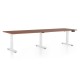Výškovo nastaviteľný stôl OfficeTech Long, 260 x 80 cm, biela podnož - Orech 