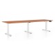 Výškovo nastaviteľný stôl OfficeTech Long, 260 x 80 cm, biela podnož - Čerešňa