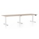 Výškovo nastaviteľný stôl OfficeTech Long, 260 x 80 cm, biela podnož - Dub