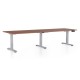 Výškovo nastaviteľný stôl OfficeTech Long, 260 x 80 cm, šedá podnož - Orech 
