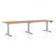 Výškovo nastaviteľný stôl OfficeTech Long, 260 x 80 cm, šedá podnož - Buk
