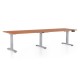 Výškovo nastaviteľný stôl OfficeTech Long, 260 x 80 cm, šedá podnož - Čerešňa
