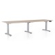 Výškovo nastaviteľný stôl OfficeTech Long, 260 x 80 cm, šedá podnož - Dub
