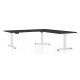 Výškovo nastaviteľný stôl OfficeTech Angle, 180 x 200 cm, biela podnož - Čierna