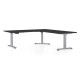 Výškovo nastaviteľný stôl OfficeTech Angle, 180 x 200 cm, šedá podnož - Čierna